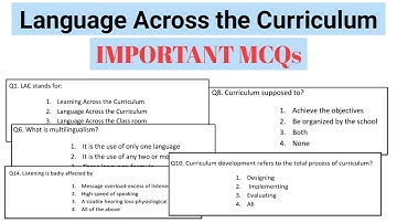 MCQ Questions for Language Across the Curriculum (LAC) B.Ed Important Questions | Sept 2020 Exams
