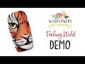 Feeling Wild Hand Painted Tiger Face Nail Art using Gel Paints from Wildflowers