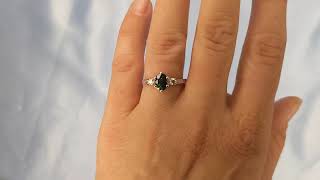 1CT Montana Sapphire Ring | Unique Blue Green Sapphire, Lab Diamond Cluster Ring