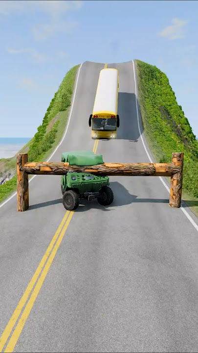 Semi Truck & City Buses vs Logs Trap - BeamNG.Drive #shorts #beamngdrive #17 #bus