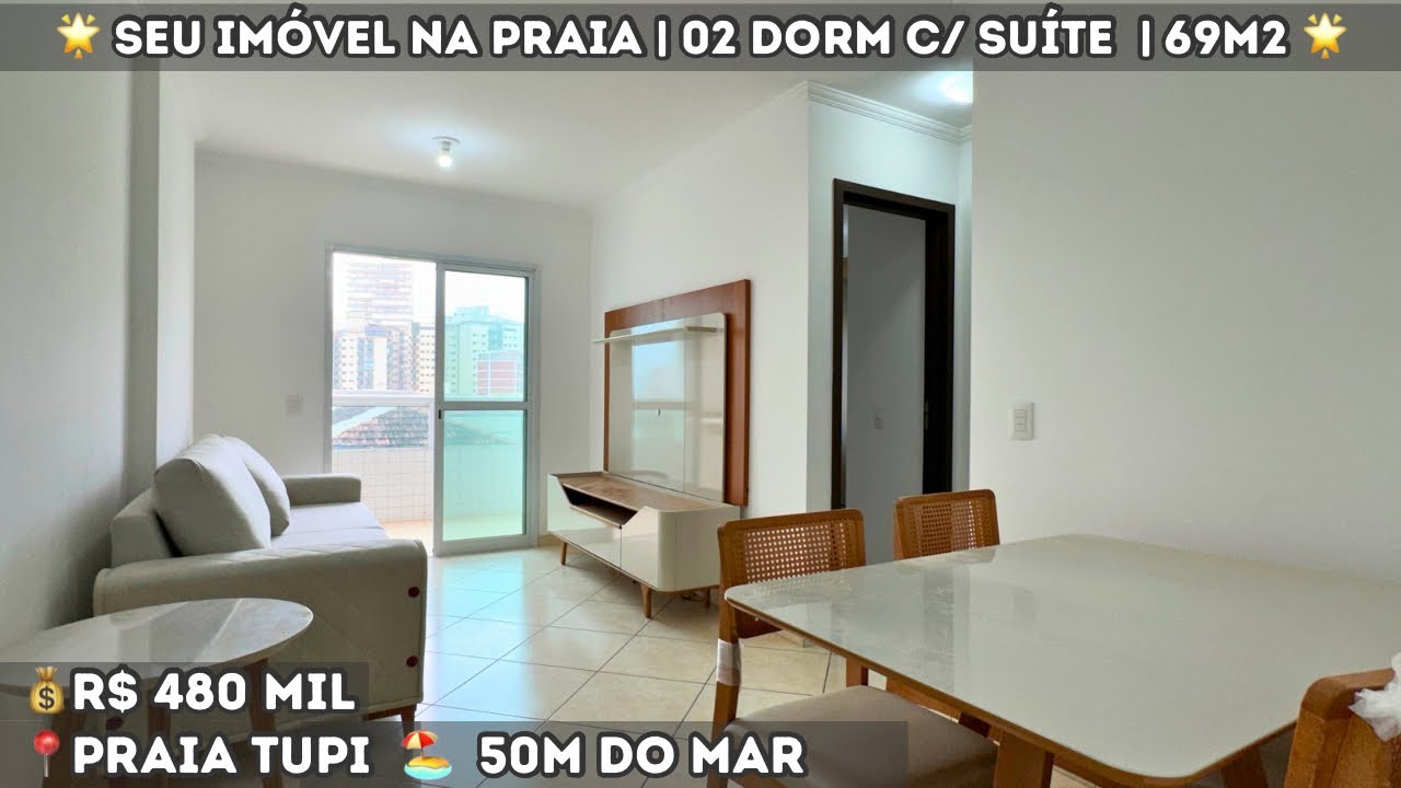 🏝️ Praia Grande | 02 Dormitórios c/ Demi Suíte | Sacada Gourmet | Mobiliado | Lazer Completo 🤩