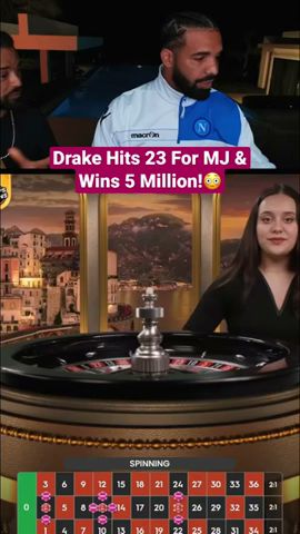 Drake Hits 23 On Roulette For MJ \u0026 Wins 5 Million!😳 #drake #roulette #michaeljordan #casino #bigwin