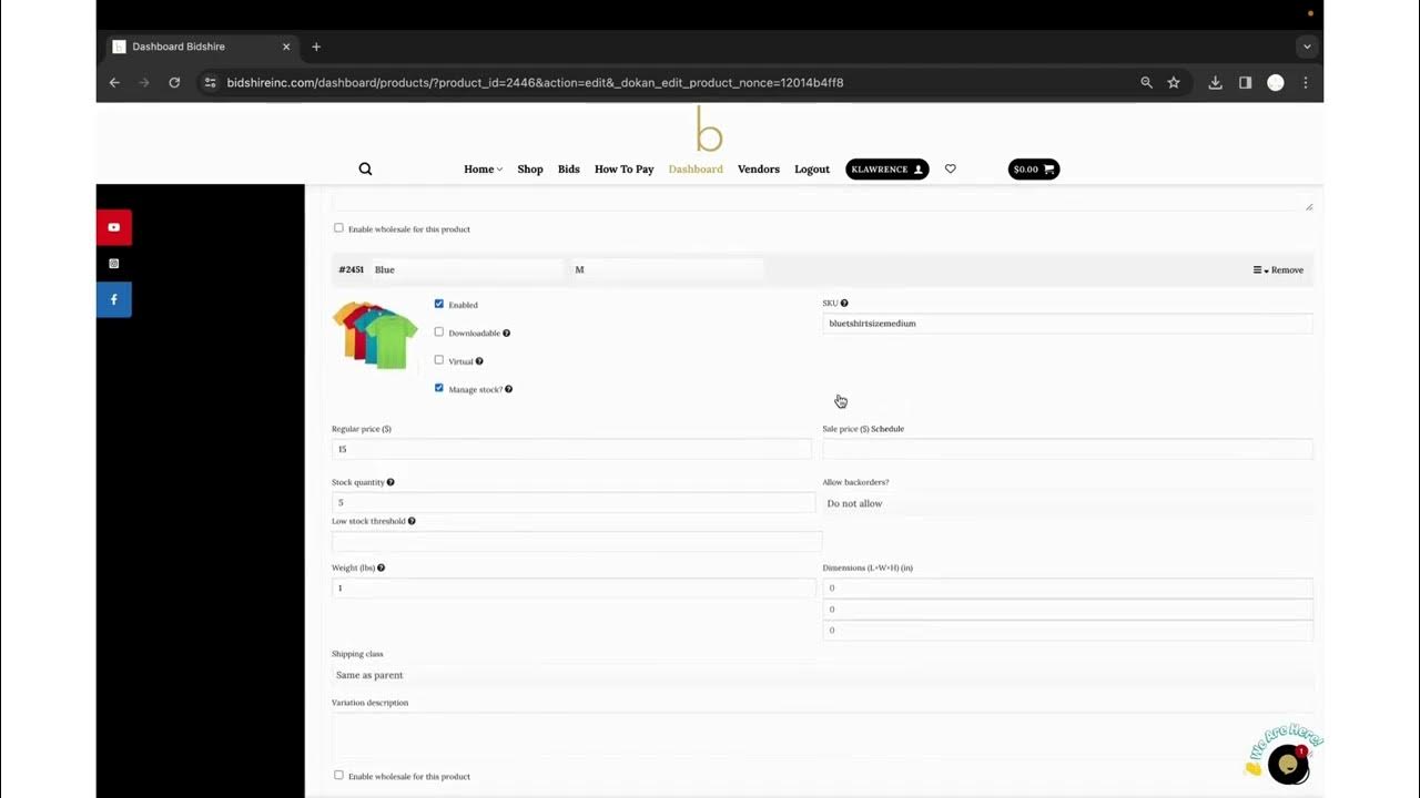 How to create a VARIABLE PRODUCT/PRODUCTS WITH MORE THAN ONE SIZE AND