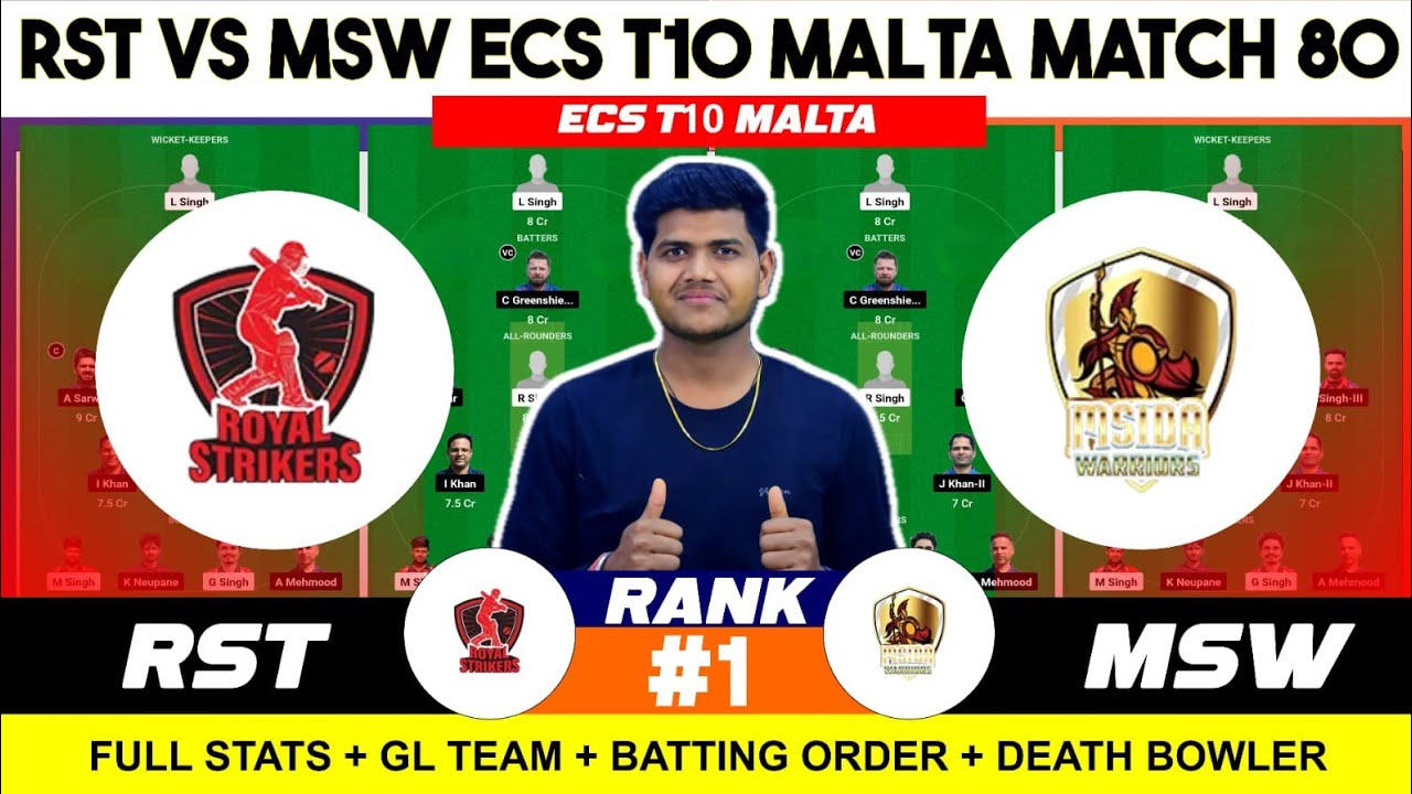 MSW vs RST , MSW vs RST Prediction, MSW vs RST ECS t10 Malta 80TH Team ...