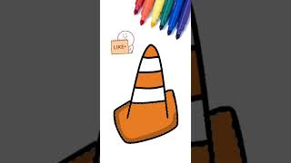 How to draw Traffic Cone #shorts #cartoon #kawaiidrawing