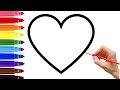 DESENHO DE PINTAR CORAÇÃO | Rainbow Heart Coloring for Kids | Cara Menggambar dan Mewarnai Jantung