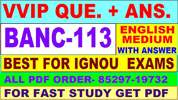 BANC 113 important questions with answer in English | banc 113 Previous Year Question Paper