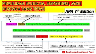 Cara Menulis Daftar Pustaka dari Artikel Jurnal atau Prosiding sesuai APA Stye 7th Edition