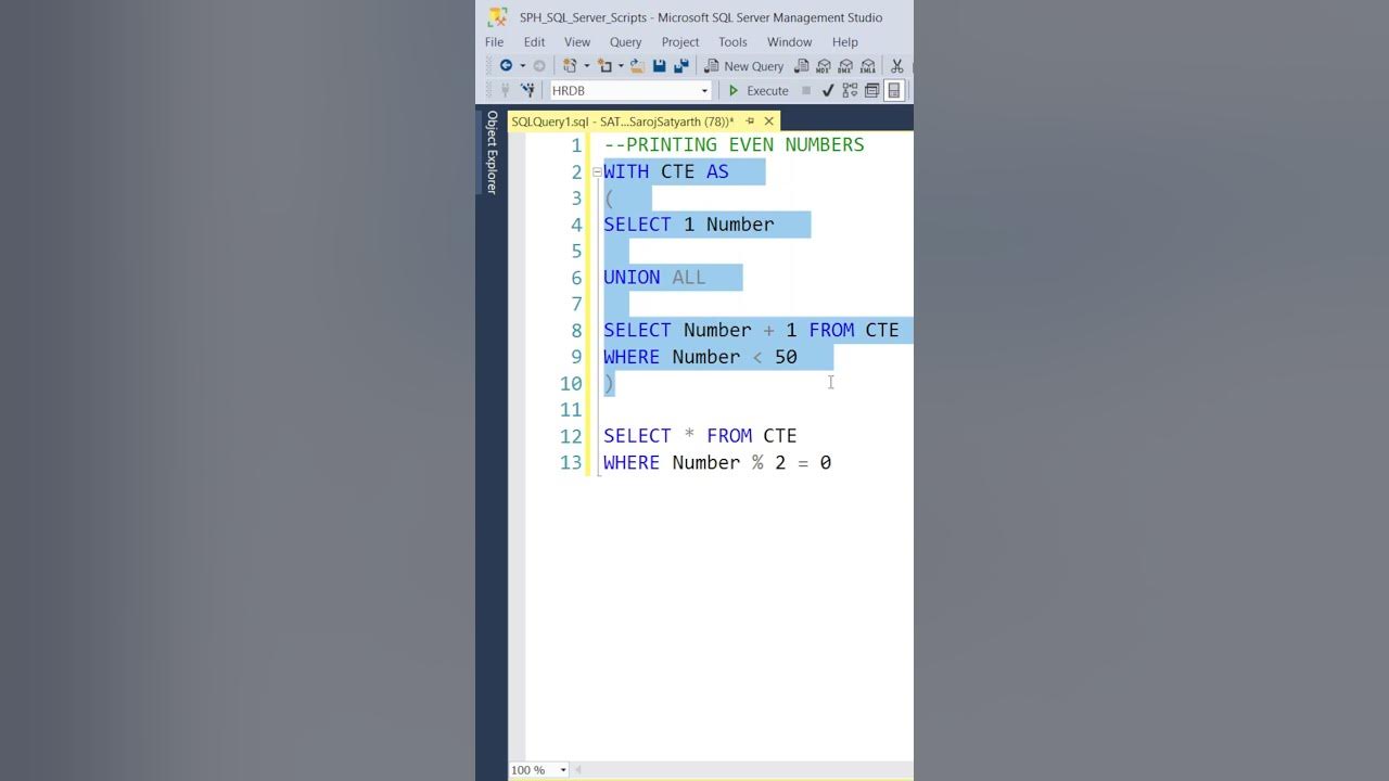 SECRET OF SQL SERVER | PRINTING Even Numbers in SQL Server 🔥🔥 - YouTube