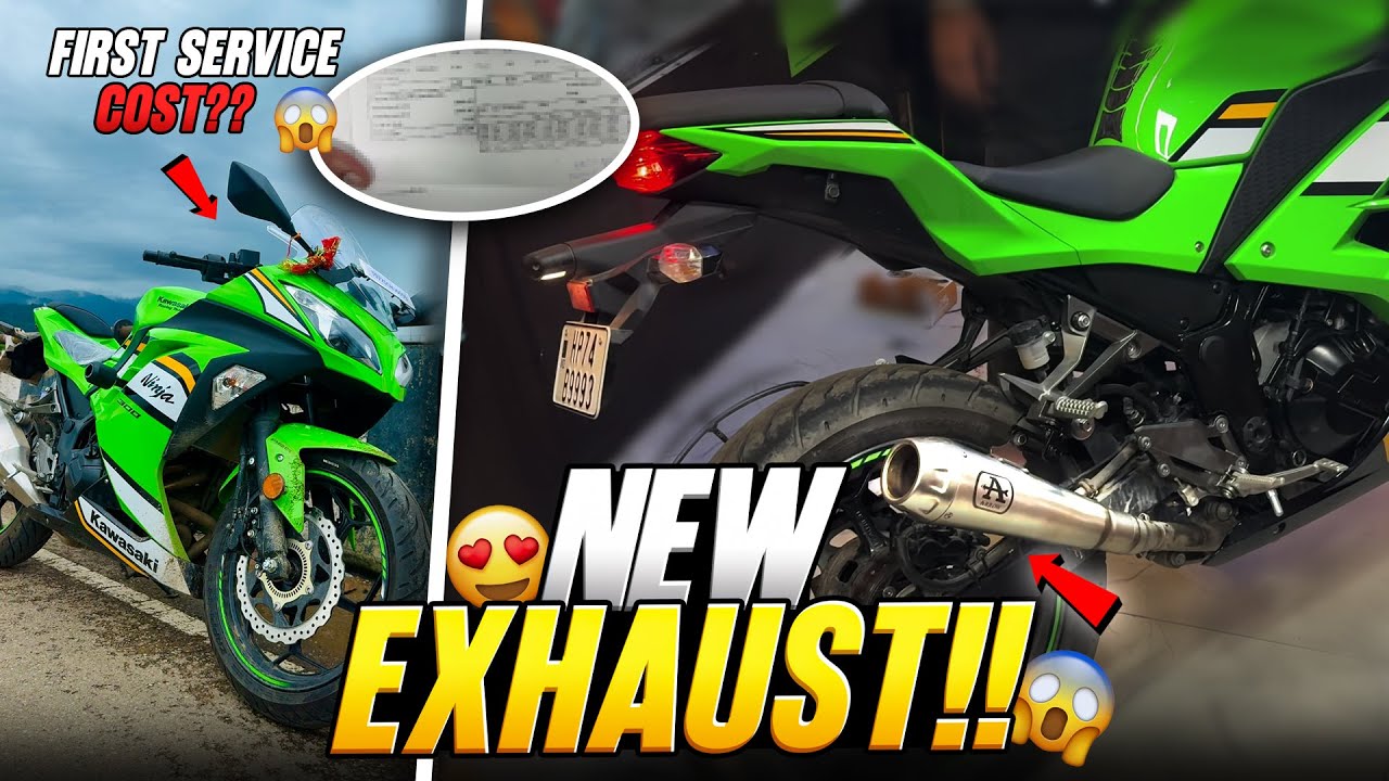 Kawasaki Ninja 300 2025 First Service Cost + Real Mileage 🔥 | New Exhaust Sound Installed!