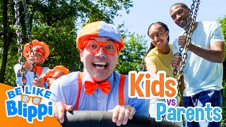 kids vs parents play red light green light be like blippi learn colors and science with blippi