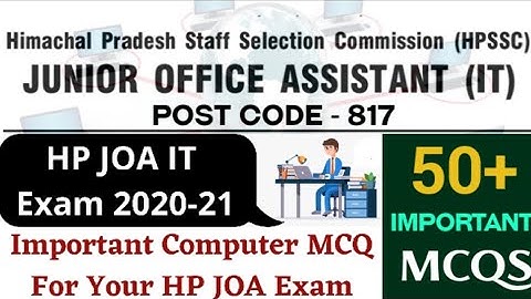 HP JOA IT(817)Top 50+ Questions from Previous exams Most important computer questions #hpjoa #hpssc