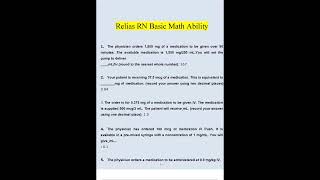 Relias RN Basic Math Ability Exam Questions and Answers 2023 Verified Answers