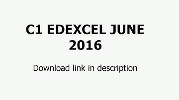 C1 Maths A Level June 2016 - Paper/Revision