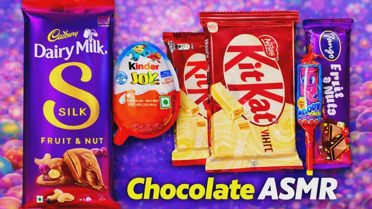 أشهر أنواع الحلوى بتقنية ASMR 🍭 | مصاصات قوس قزح، شوكولاتة، وأصوات فتح علب حلوة