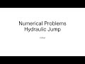 Numerical Problems on Hydraulic Jump