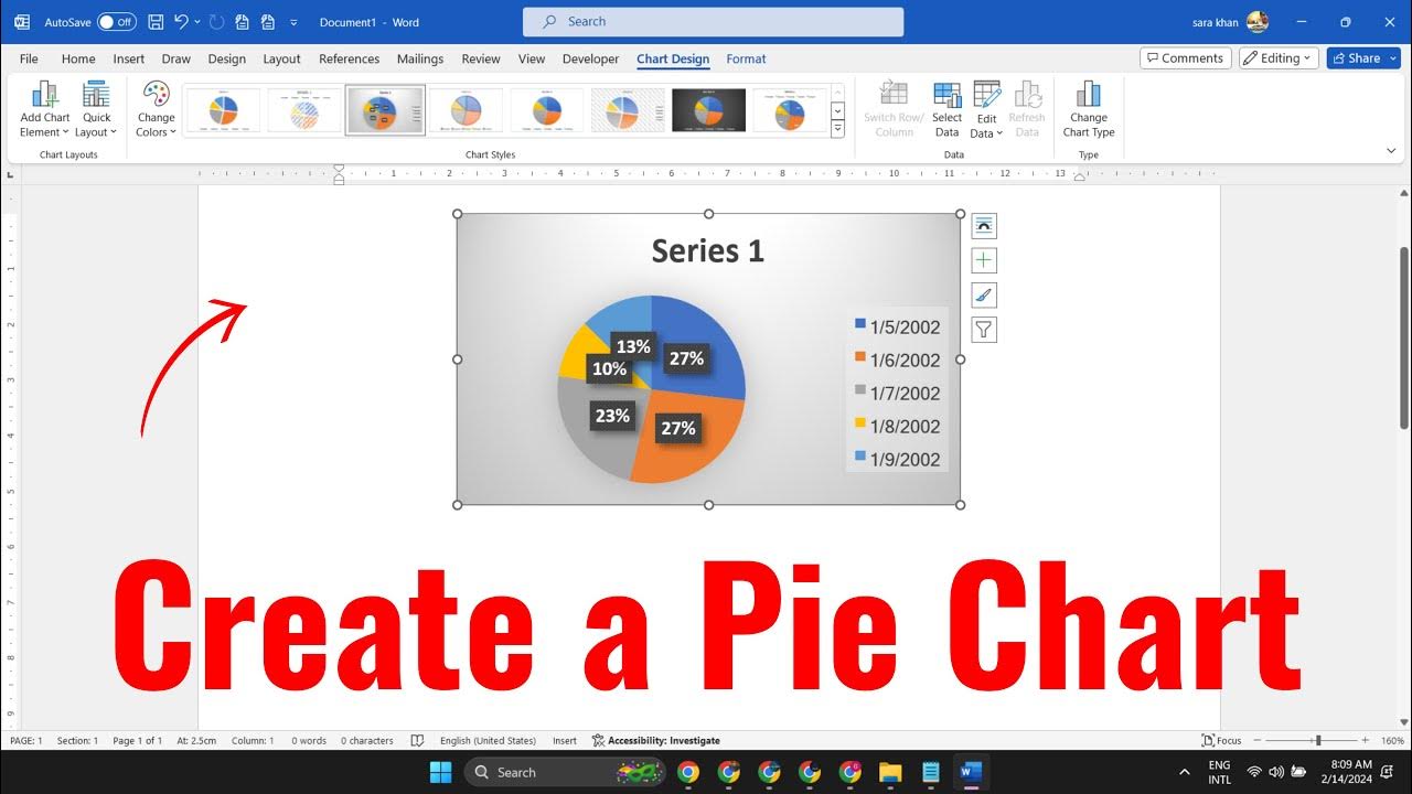 How to create a pie chart in Microsoft Word 2023 - YouTube