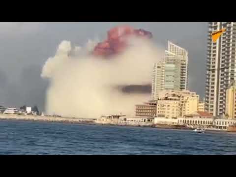 Beirut explosion in slow motion. Looks like explosion from nuclear or atomic bomb.