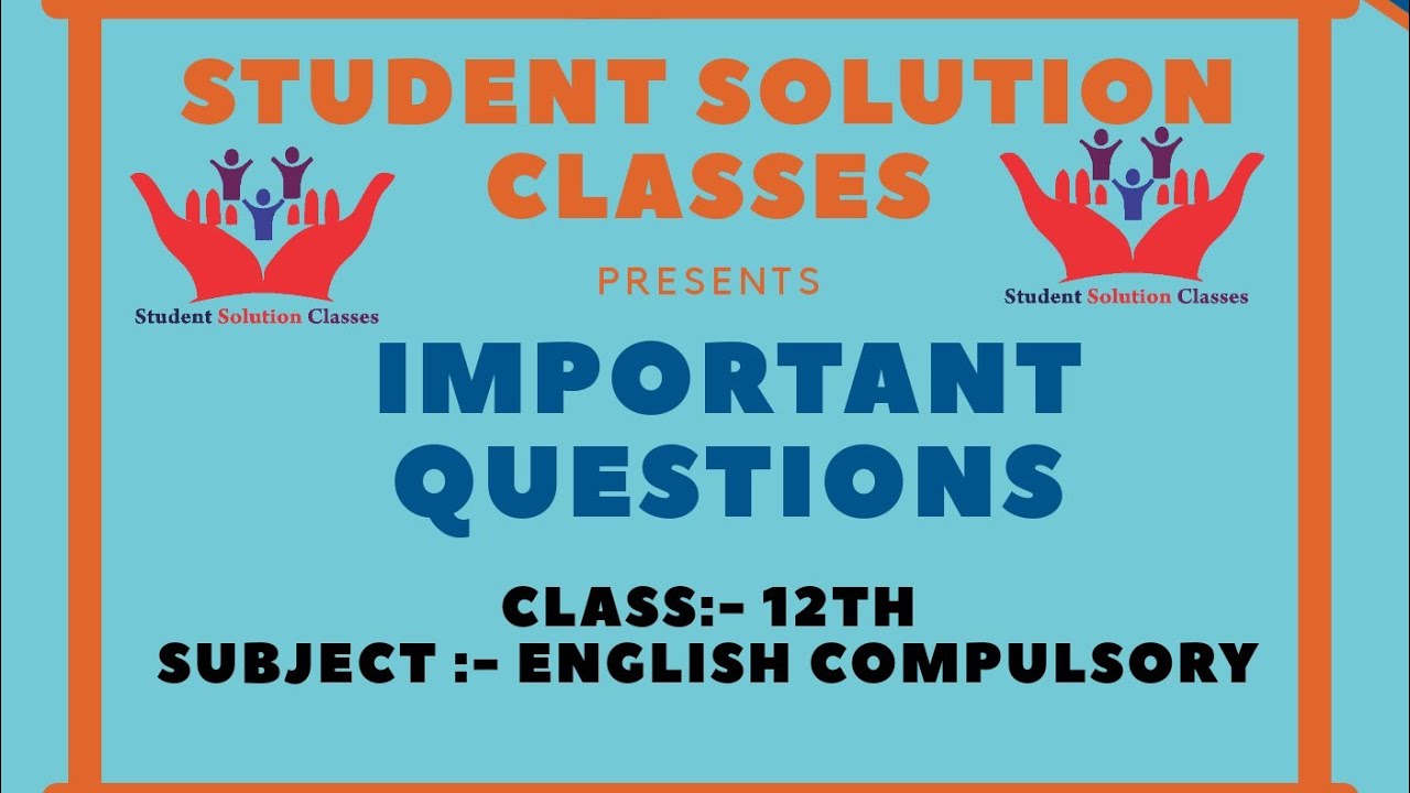 Important Questions (English Compulsory) {Class 12th} YouTube