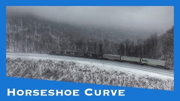 Horseshoe Curve in a Snowstorm (Drone Video)