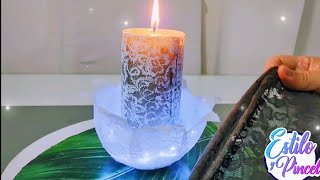 Candelabro casero con globos y encaje