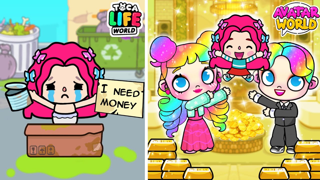 La povera ragazza Toca è stata adottata da una ricca famiglia di Avatar World | Toca Life Story