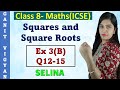 Squares and Square Roots | ICSE class 8 | Chapter 3 | Exercise 3(B) | Q 12-15 | Selina