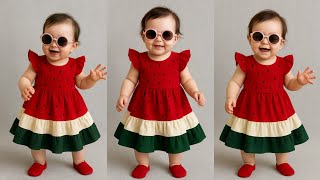 Cute Baby Watermelon π Dress Stiching | Easy Cutting & Sewing Tutorial