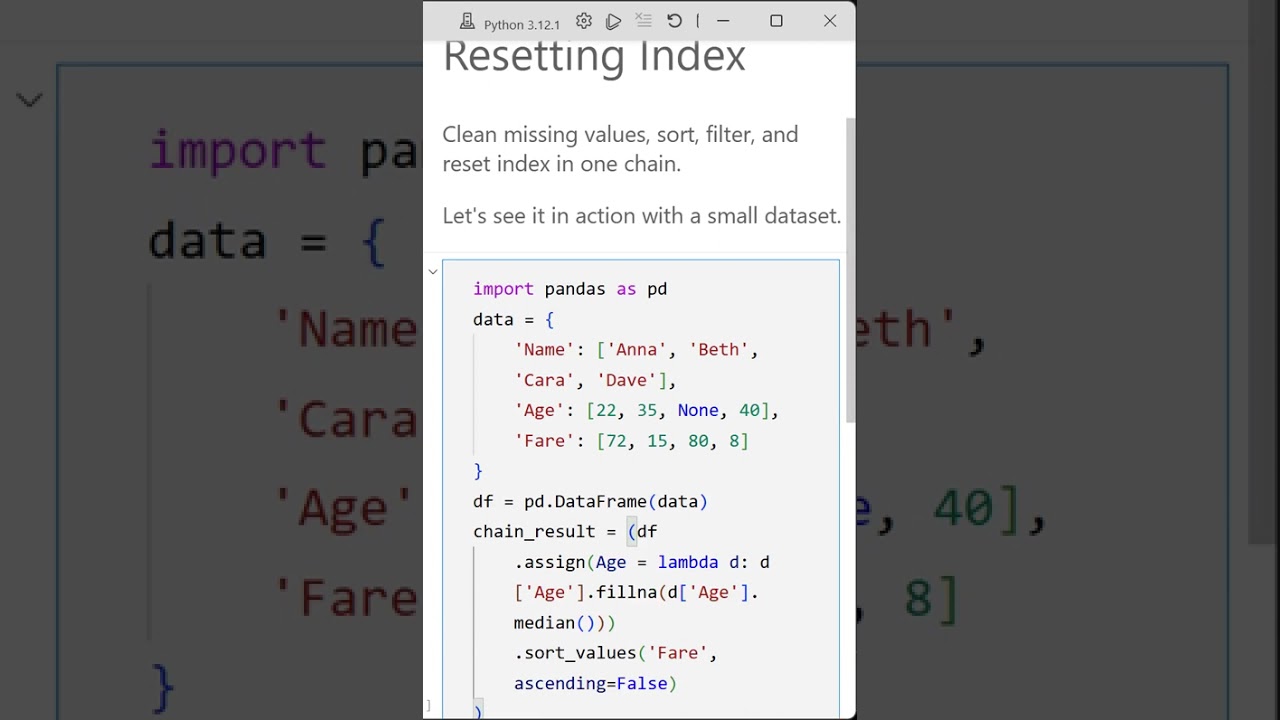 05 Chaining Data Cleaning and Index Reset in Pandas