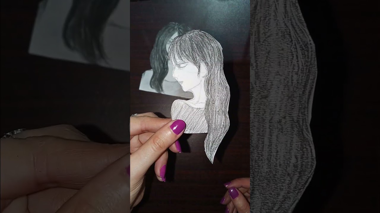 Girl Drawing Paper Cutting ASMR ✂️ #shorts #youtubeshorts #drawing #cuttingskills #papercutting