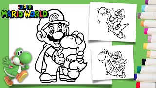 Coloring Mario Yoshi - Mario Coloring Pages Labolina Coloring TV