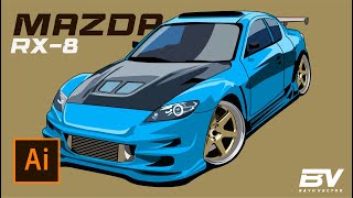 Mazda RX 8 Adobe Illustrator Tutorial l speed art car illustrator