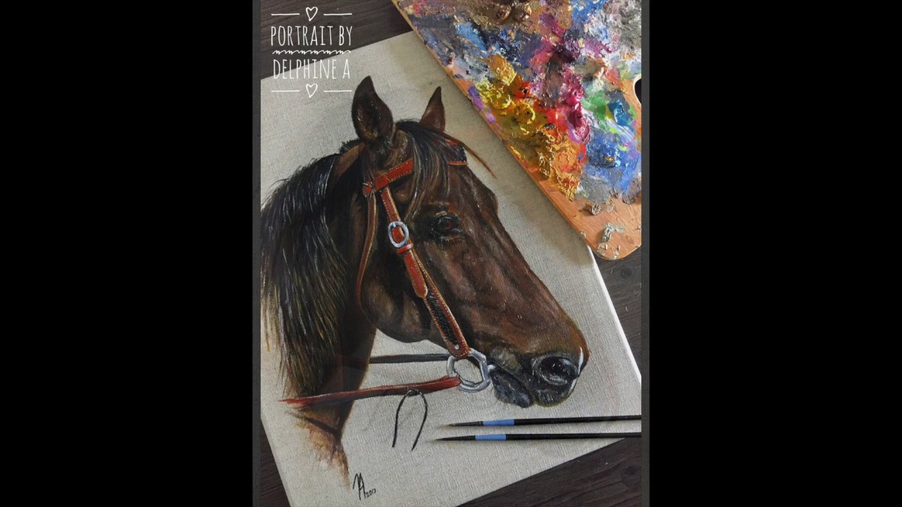 Step by step horse portrait painting - Oil painting - YouTube