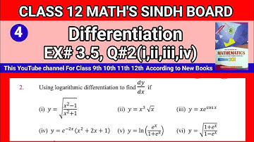 Class 12 Maths Unit 3 Exercise 3.5 Question 2(i,ii,iii,iv) Differentiation / Derivative