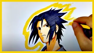 Linha artística Sasuke Uchiha Desenho Anime Naruto, Anime, ângulo