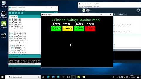 4 Channel Voltage Monitor Panel using #Arduino and #Processing Serial Communication.
