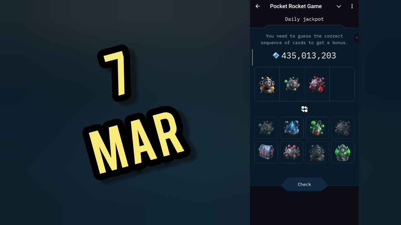 Pocket Rocket Daily Jackpot 7 March  | Today Pocket Rocket Daily Combo 