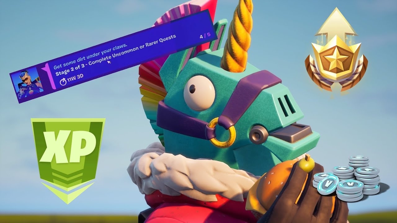 Fortnite Complete Stage 2/3 Complete Uncommon or Rarer Quests🍖🦴