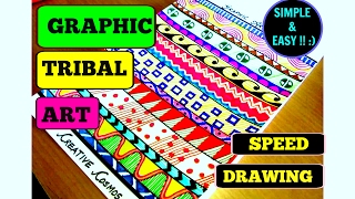 Simple Graphic Tribal Art | Speed Drawing | Art Therapy