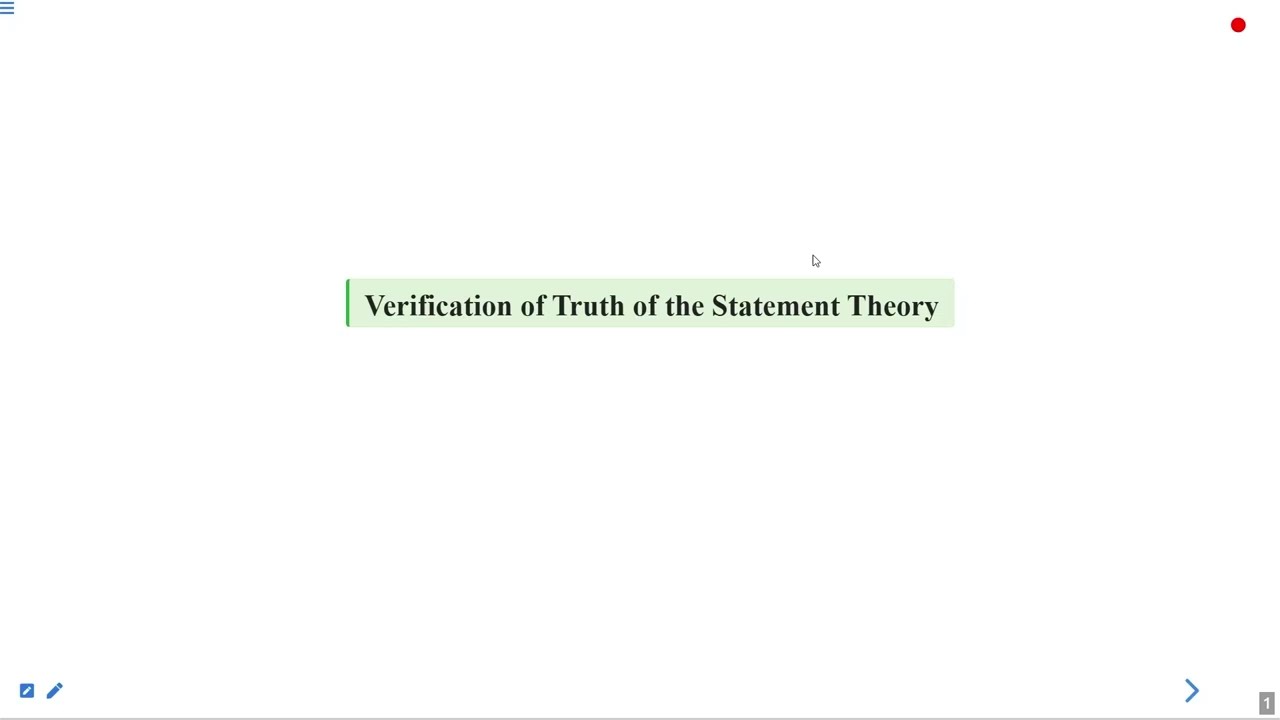 Verification of Truth of the Statement Theory 