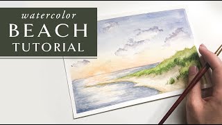 Watercolor Ocean Beach Painting Tutorial - Beginner step by step