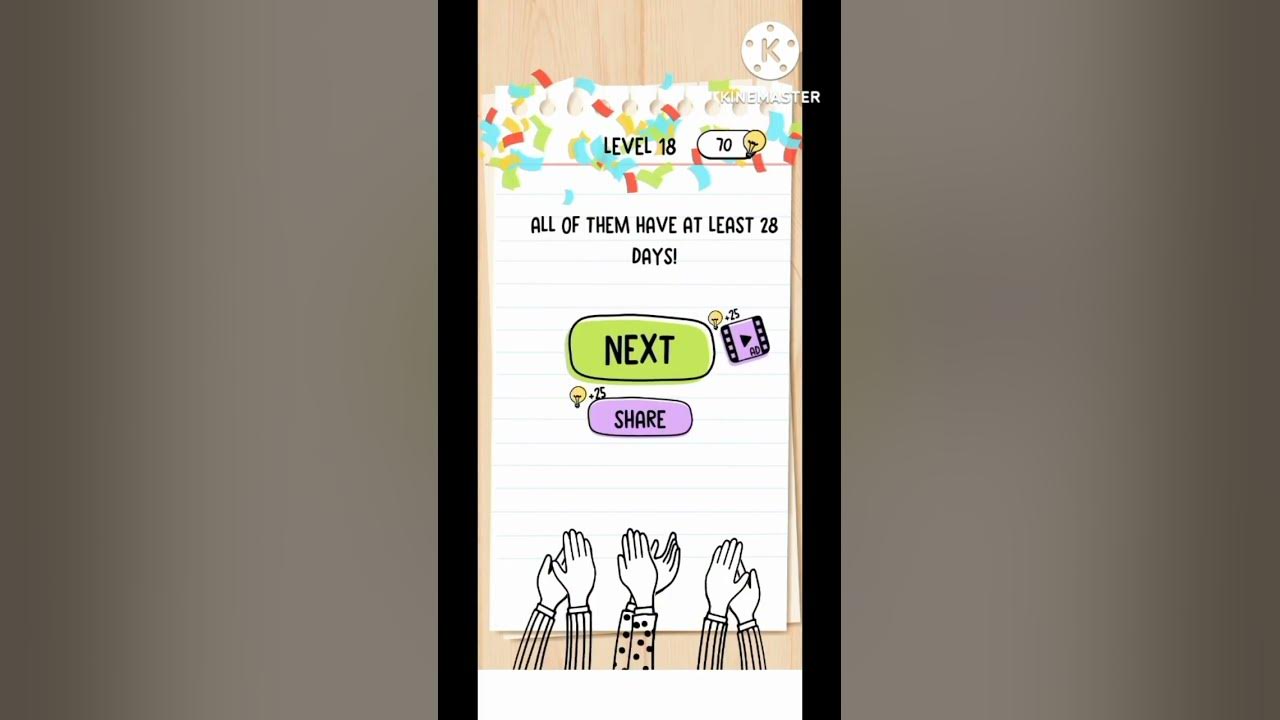 Brain test level 18 how many months have 28 days mind tester