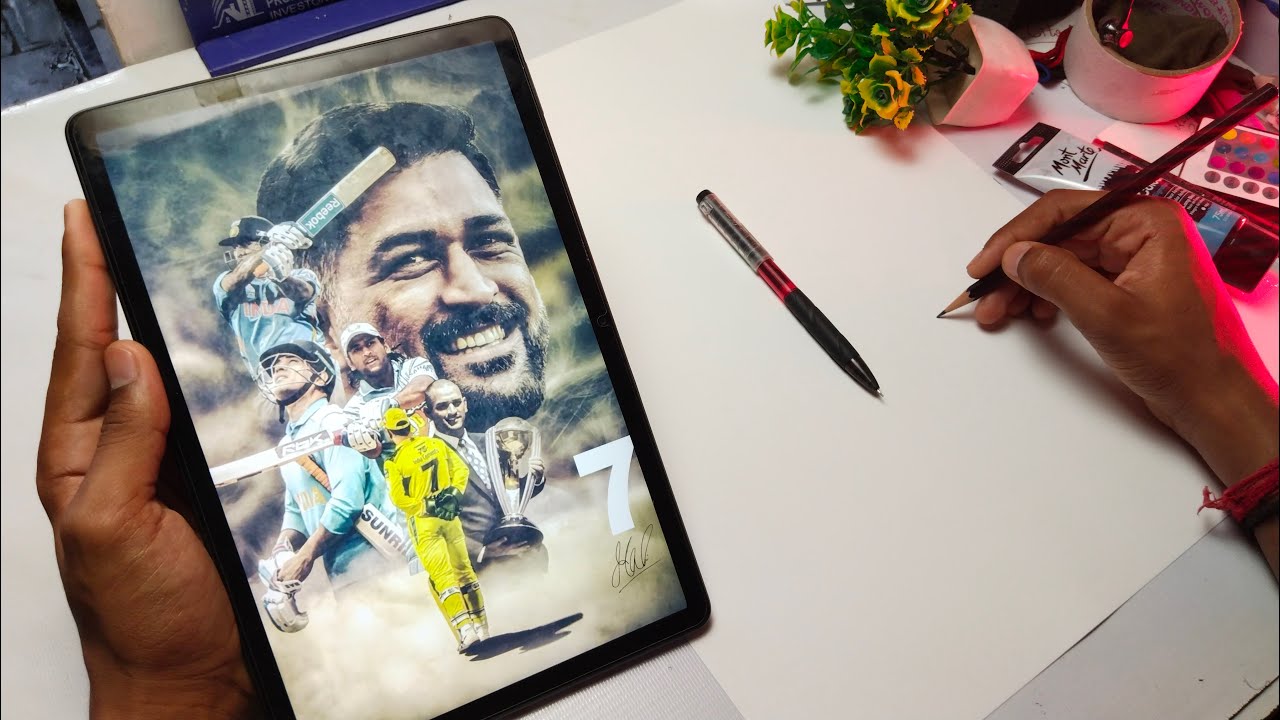 How To Draw Ms Dhoni, Mahendra Singh Dhoni Drawing 😍, Outline Tutorial