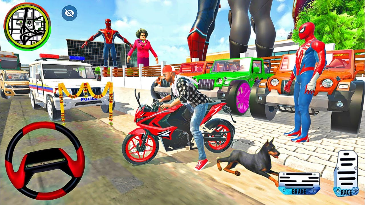 🔴 Indian Thift Auto Android Game 🦚 Monster Spiderman & Franklin 🤩 Modify All Super Car Showroom Game