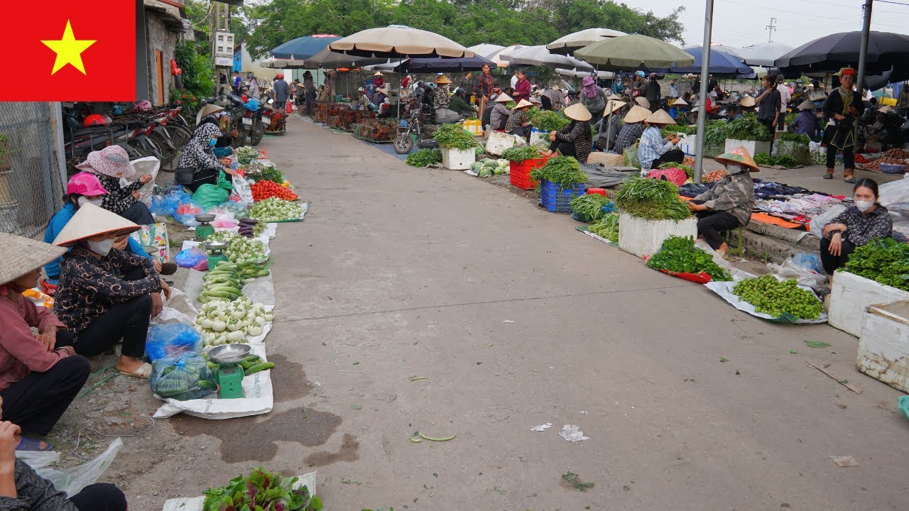 Вьетнамский деревенский рынок все еще жив! Утро на рынке Ганг – Бакзянг