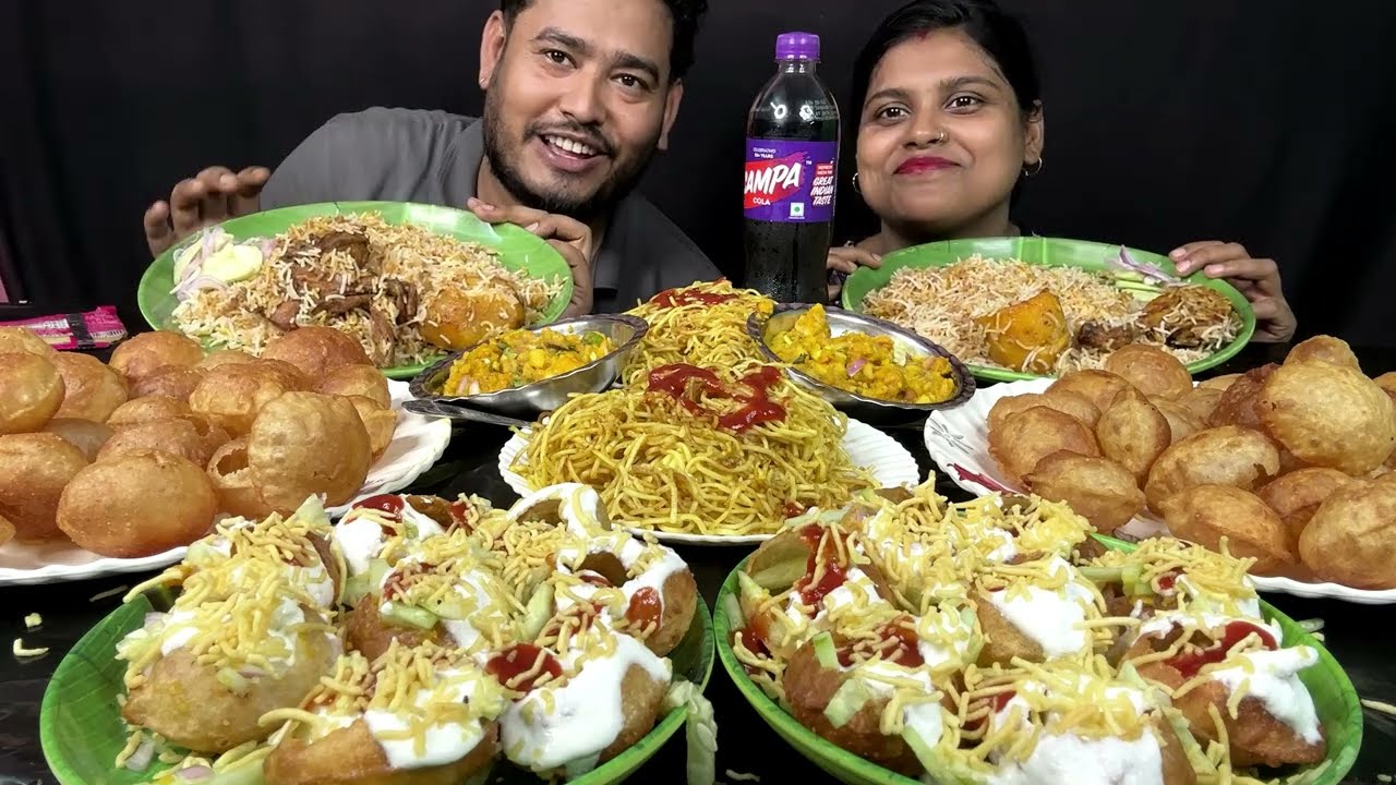 fast food biriyani chowmein fuchka dahi puri eating challenge