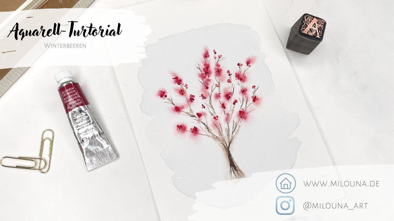 Aquarell malen - Winterbeeren gestalten