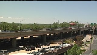 Driver detours during I-91 elevated highway construction