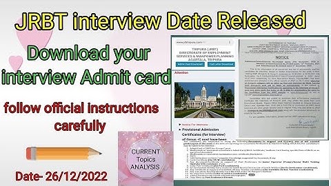 JRBT interview date Release/How to download Interview Admit card?/Post preference format/Instruction