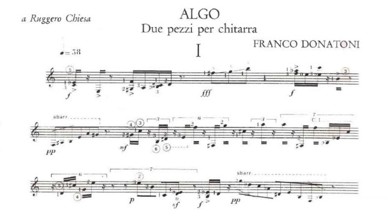 Franco Donatoni: Algo for Guitar (Score video)